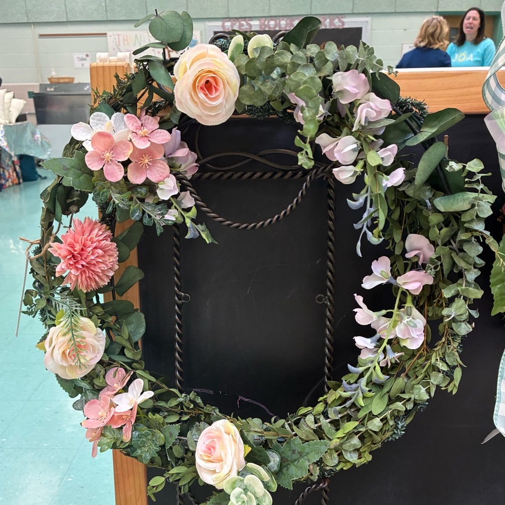Handmade Real Eucalyptus Wreath with Pink and Green Accents